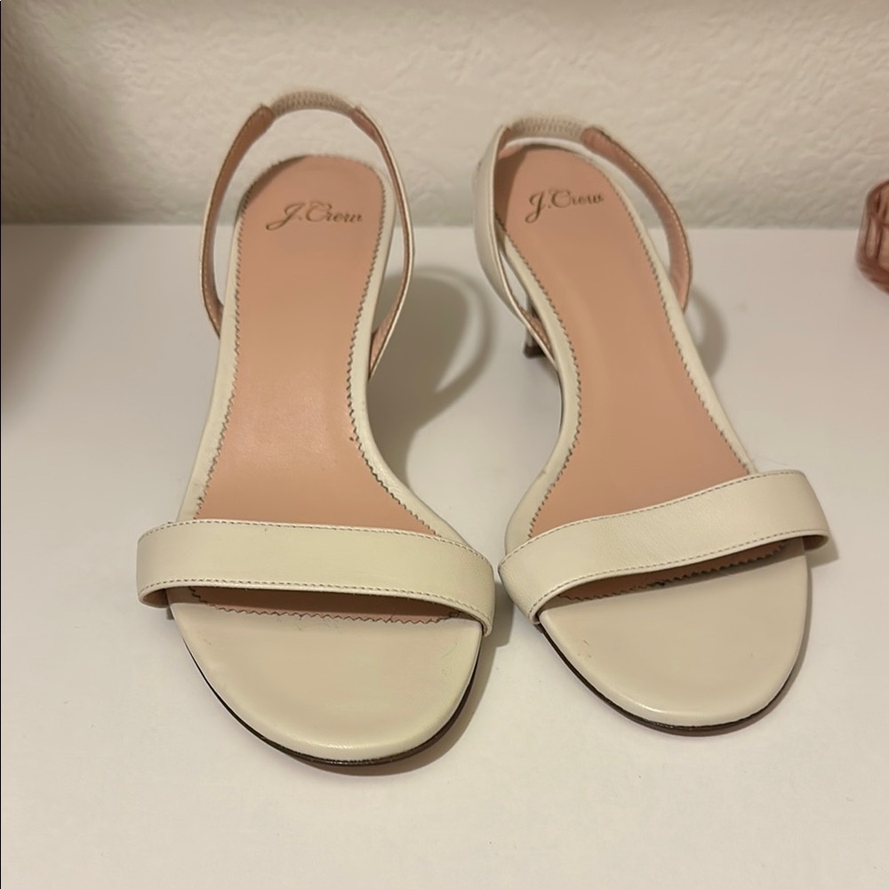 J. Crew Cream Heels with Slingback Design